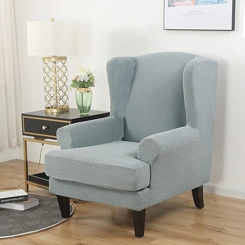 Miniatura 9 de GULI Funda para silla Wingback, 2 piezas, fundas para silla de sillón, fundas de elastano para sofá, protector de muebles, lavable a máquina,