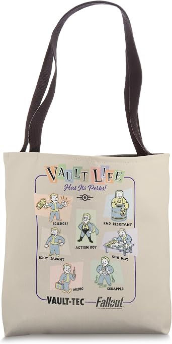 Fallout Video Game Vault Life Has Its Perks Retro Collage Tote Bag