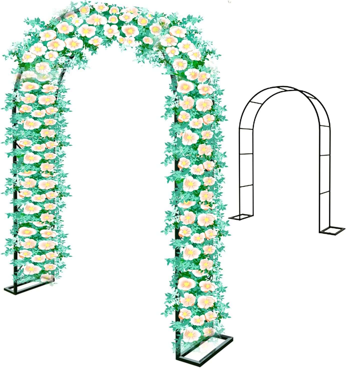 Garden Arch, Metal Pergola Arbor, Climbing Vine and Vegetable Climbing Arch Support Frame with Base, Galvanized, Garden/Valcony/Villa Decoration (Color : White, Size : 120x220x40CM)