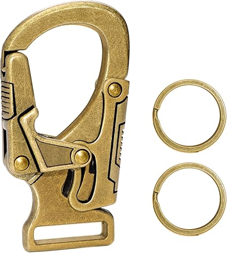 Miniatura 11 de Ahiller Clip de mosquetón, clip de aleación de 1.9 pulgadas para llavero de automóvil con 2 llaveros, ganchos para exteriores, pequeño llavero para