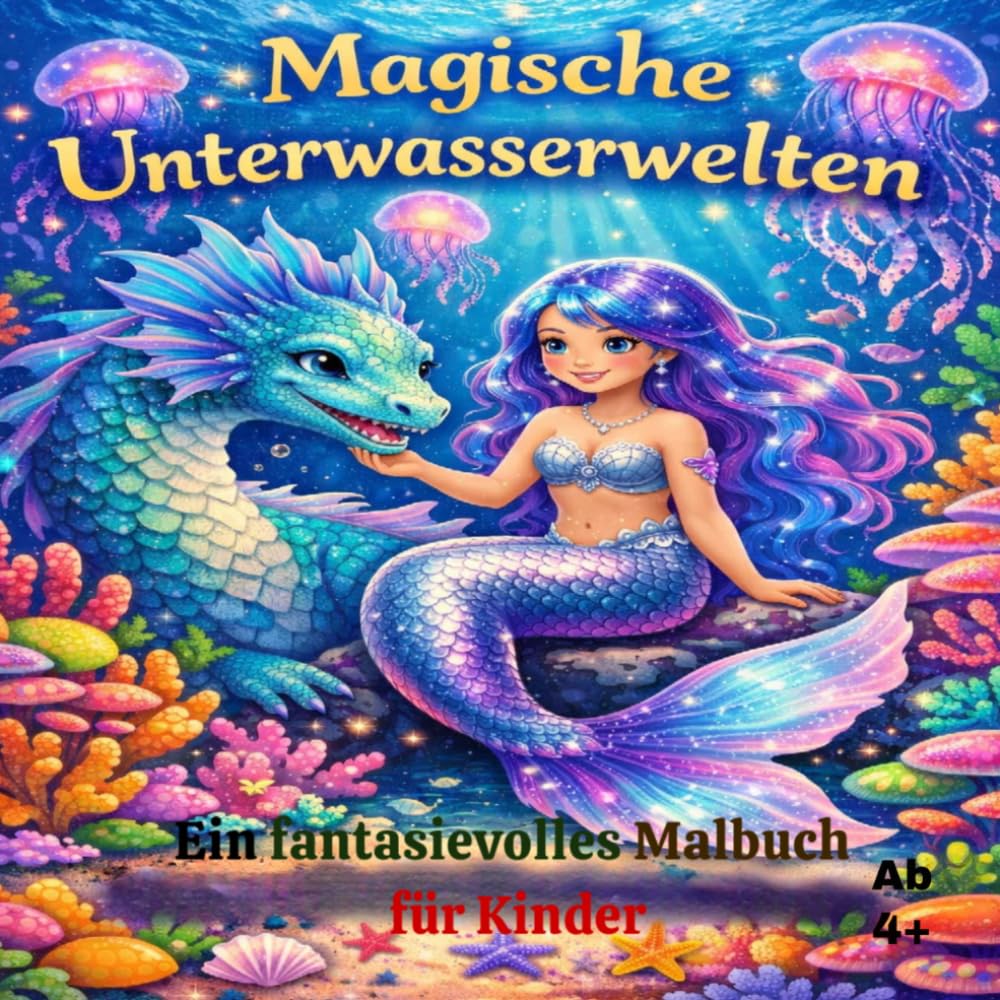 Magische Unterwasserwelten - Ein fantasievolles Malbuch für Kinder: Entdecke die Wunder, die unter der Oberfläche warten! 24 Einzigartige Malvorlagen ab 4 Jahren