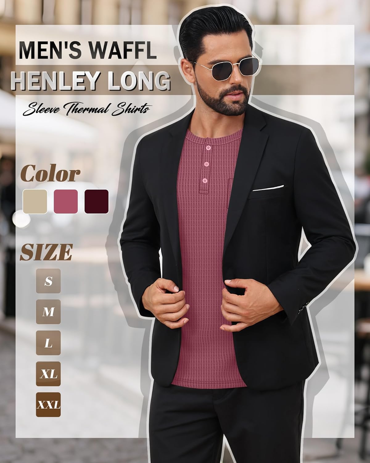 3 Pack Men's Waffle Henley Long Sleeve Thermal Shirts, Lightweight Casual Undershirts Pullover Tops with Pockets - Image 3