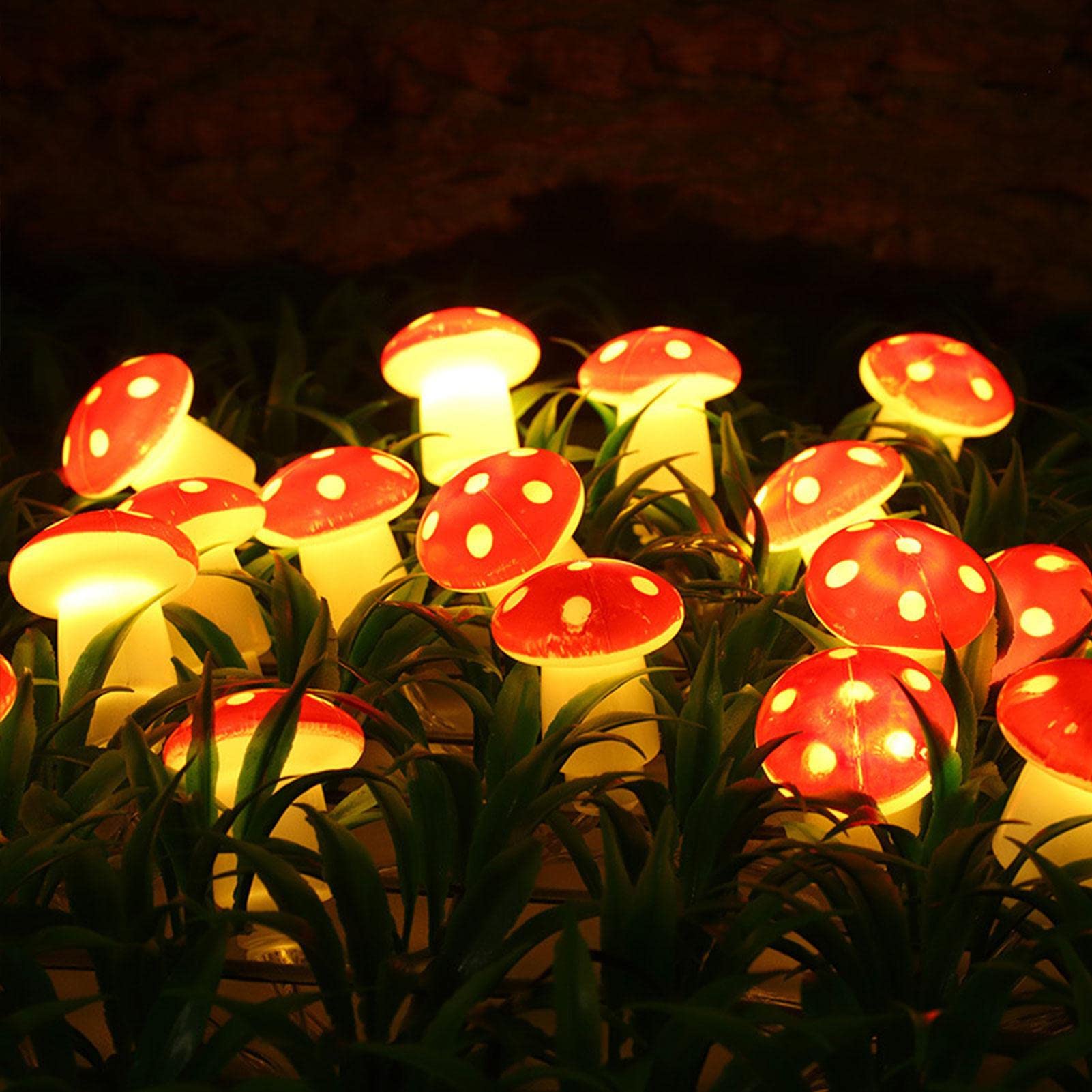 Fairy Mushroom Led String Light, Battery Powered Mushroom Night String Lights, Christmas Garden Landscape Light, Led Mushroom String, Toadstool String Lights for Christmas, Bedroom, Fence Decoration
