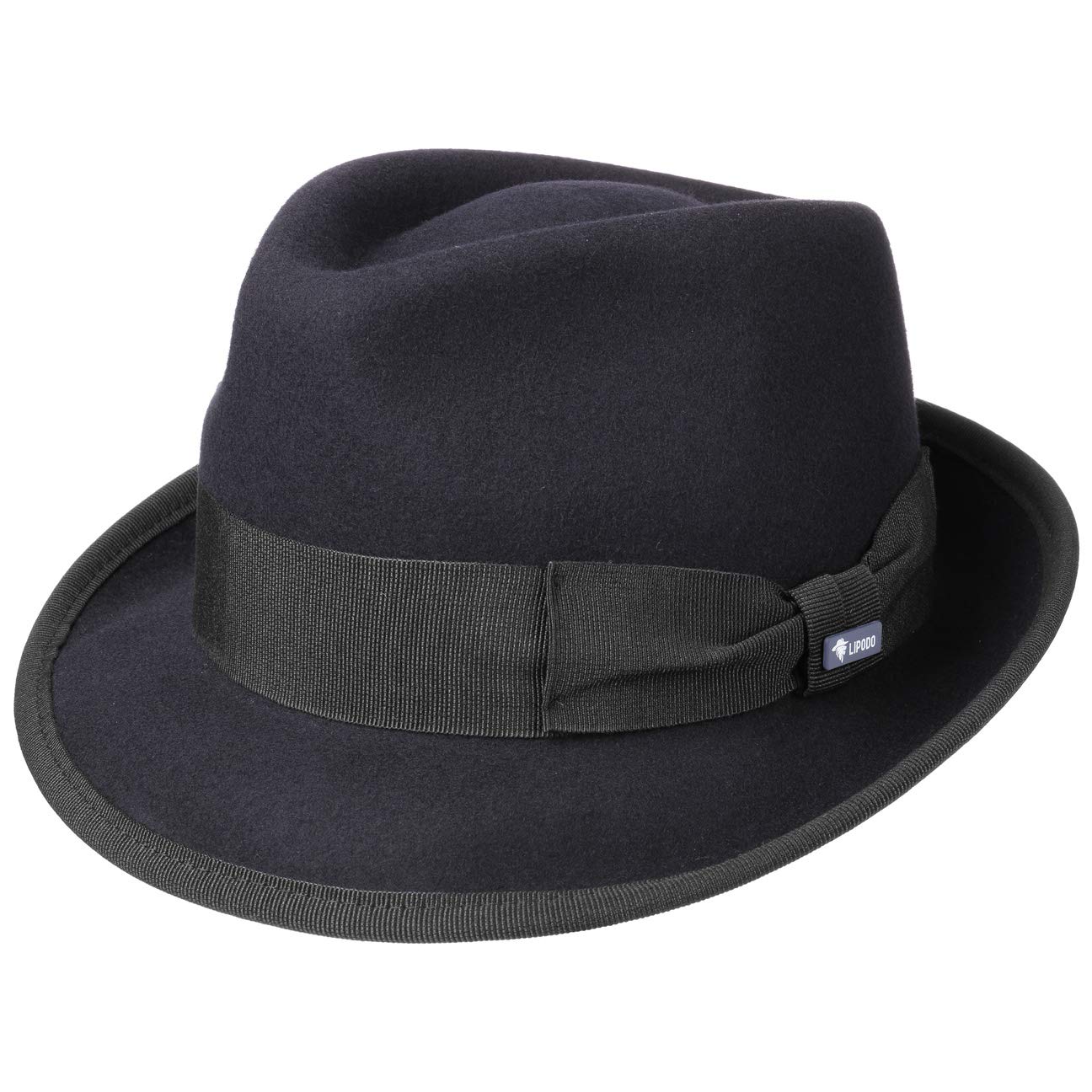 Lipodo Classic Wool Trilby Fedora Made in Italy Unisex Summer Winter Navy