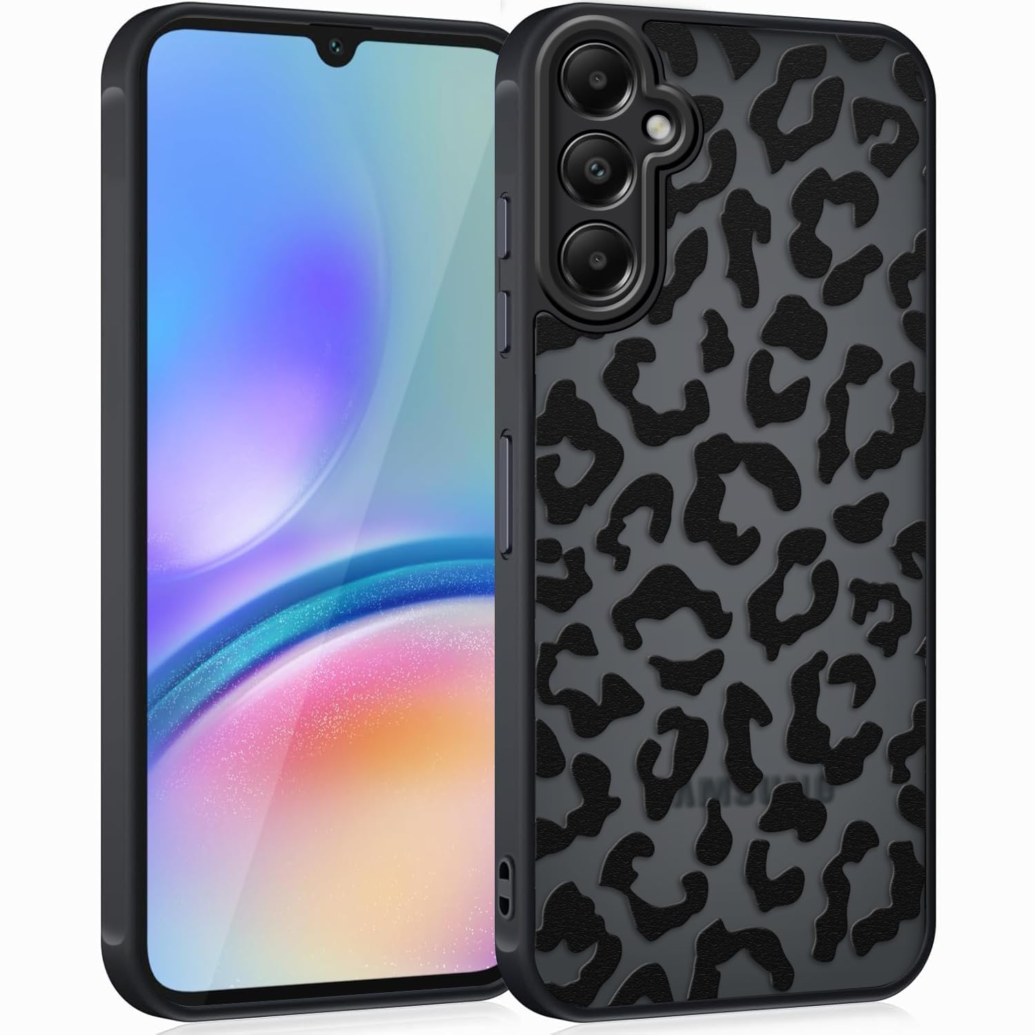 Coqinen Handyhülle für Xiaomi Redmi Note 14 Pro 5G Hülle, Matt Transluzente Case mit Stilvolle Leopard Muster, Silikon Aesthetic Schutzhülle mit Kratzfeste PC Rückseite + TPU Bumper - Schwarz