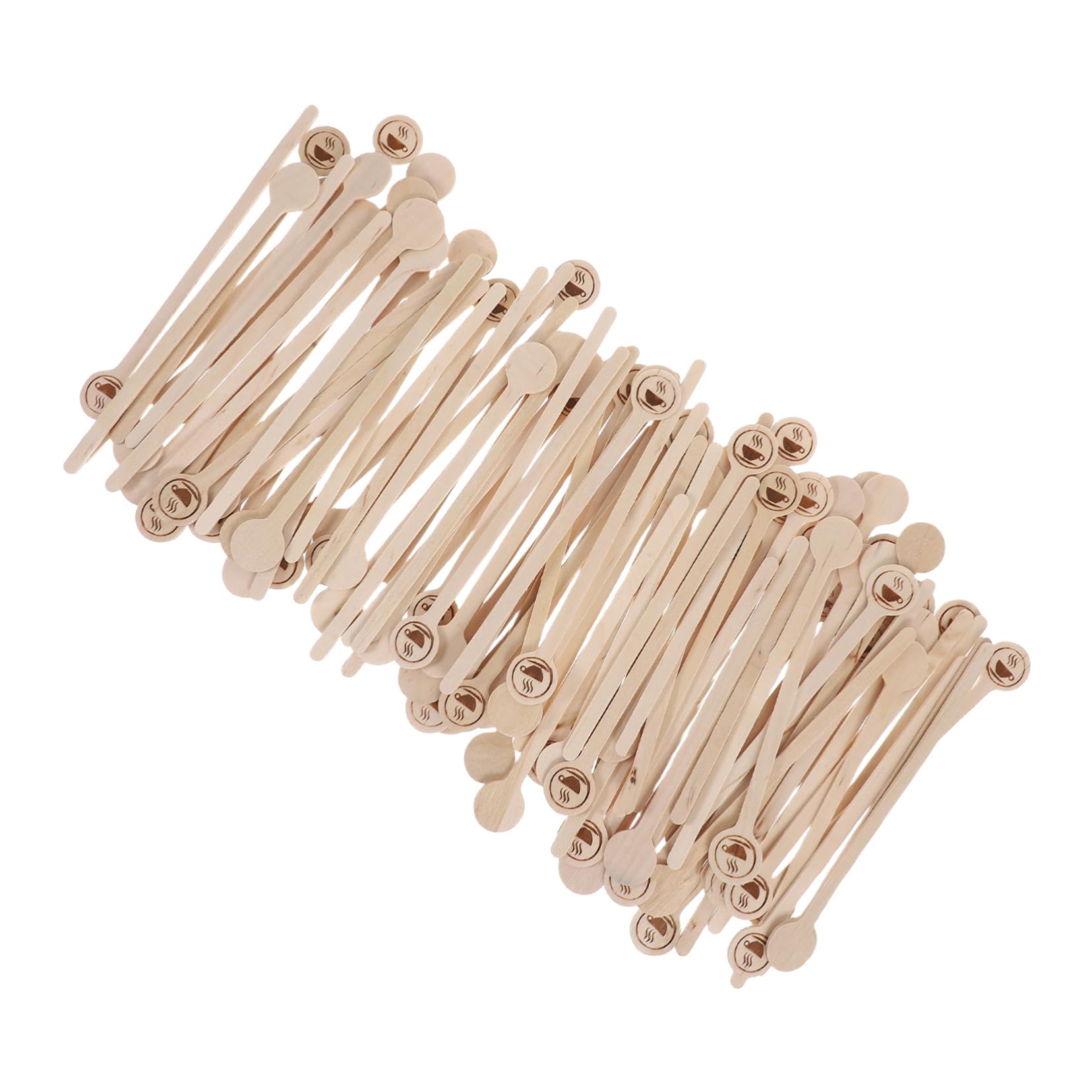 GANAZONO 100 Pcs Wooden Stir Sticks Natural Wood Cocktail Coffee Stirrers Bar Tea Party Supplies