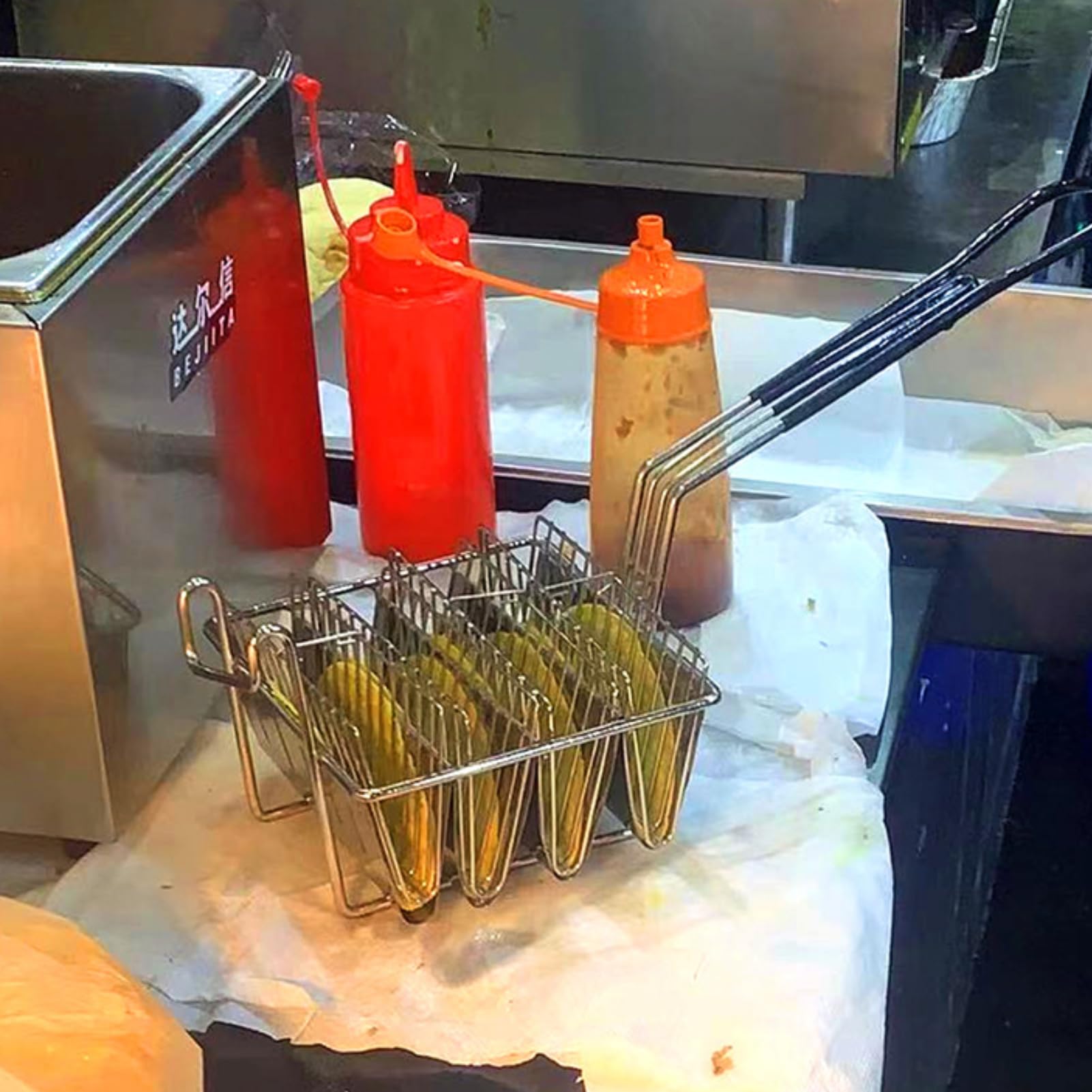 Cesta para freidora de tacos, 8 conchas, freidora profunda para tacos, cesta con forma de V, molde de concha de taco, freidora para burritos y tortillas
