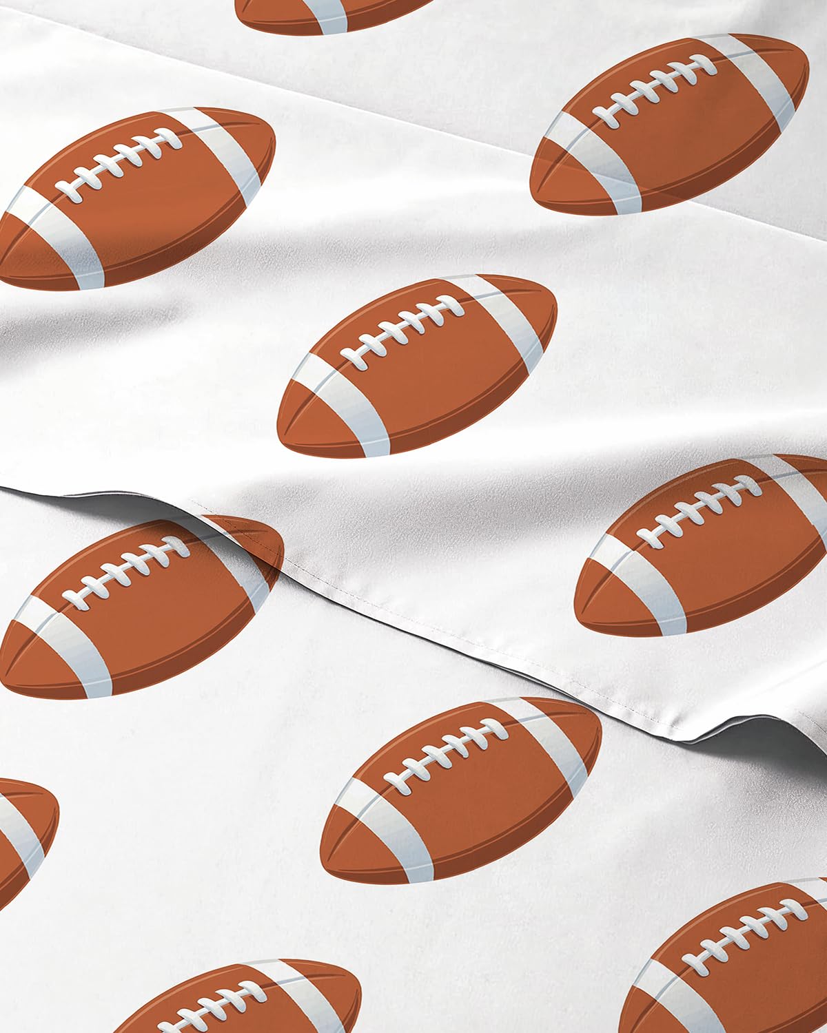 Kids Queen Size Football Bed Sheets - 4 Piece Kids Football Sheet Set - Sporty Touchdown Bedding - Ultra-Soft, Cute &amp; Cozy - Breathable &amp; Machine Washable - Bed Set for Boys, Girls, Teens &amp; Toddlers