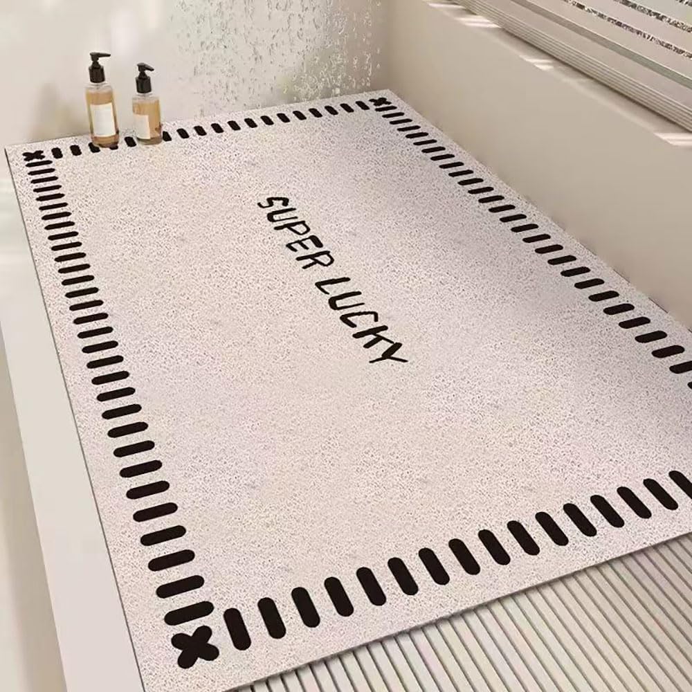 ININOSNP Tapis de Douche antidérapant Tapis Doux – luffa Caoutchouc Rapide(Beige,80x80cm)