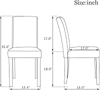 Vista 2 de DAGONHIL Dining Chairs Set of 2 PU Leather Dining Room Chairs, Armless Upholstered Kitchen Chair with Black Solid Wood Legs, Black