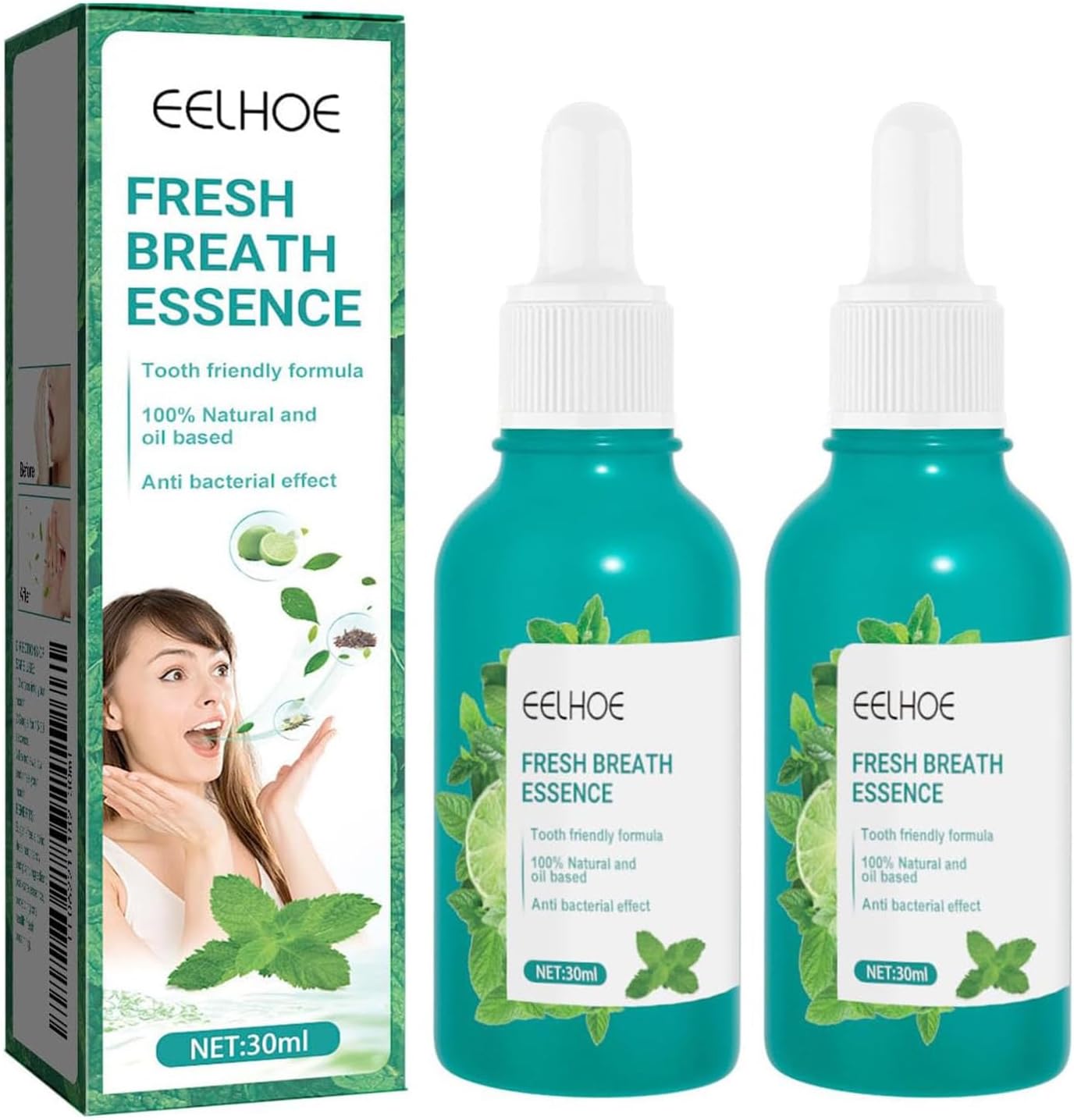 Fresh Breath Oral Care Essence, Mouth Freshener Oral Care Health for Mouth, Mouthwash Peppermint Mouth Freshener, Bad Breath Treatment for Adults Halitosis, Fresh Breath Mouthwash for Dry Mouth （2pcs）