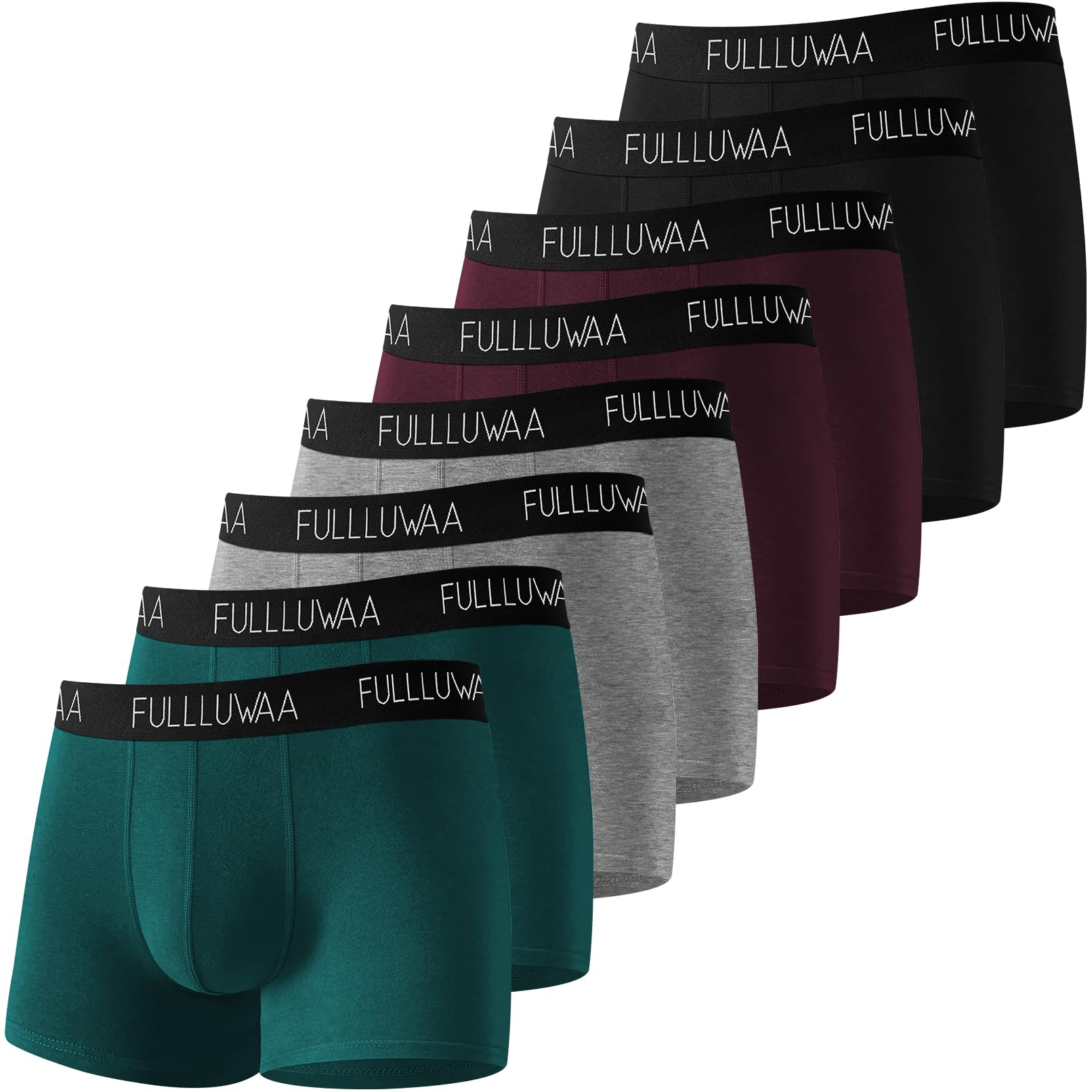 Fullluwaa Boxer Hombre Pack 8, Algodón Elástico, Suaves, sin Etiquetas | Pack Calzoncillos Hombre Boxer, Transpirable y Cómodo, Costuras Finas, Resistentes Sencillos, Cintura Elástica