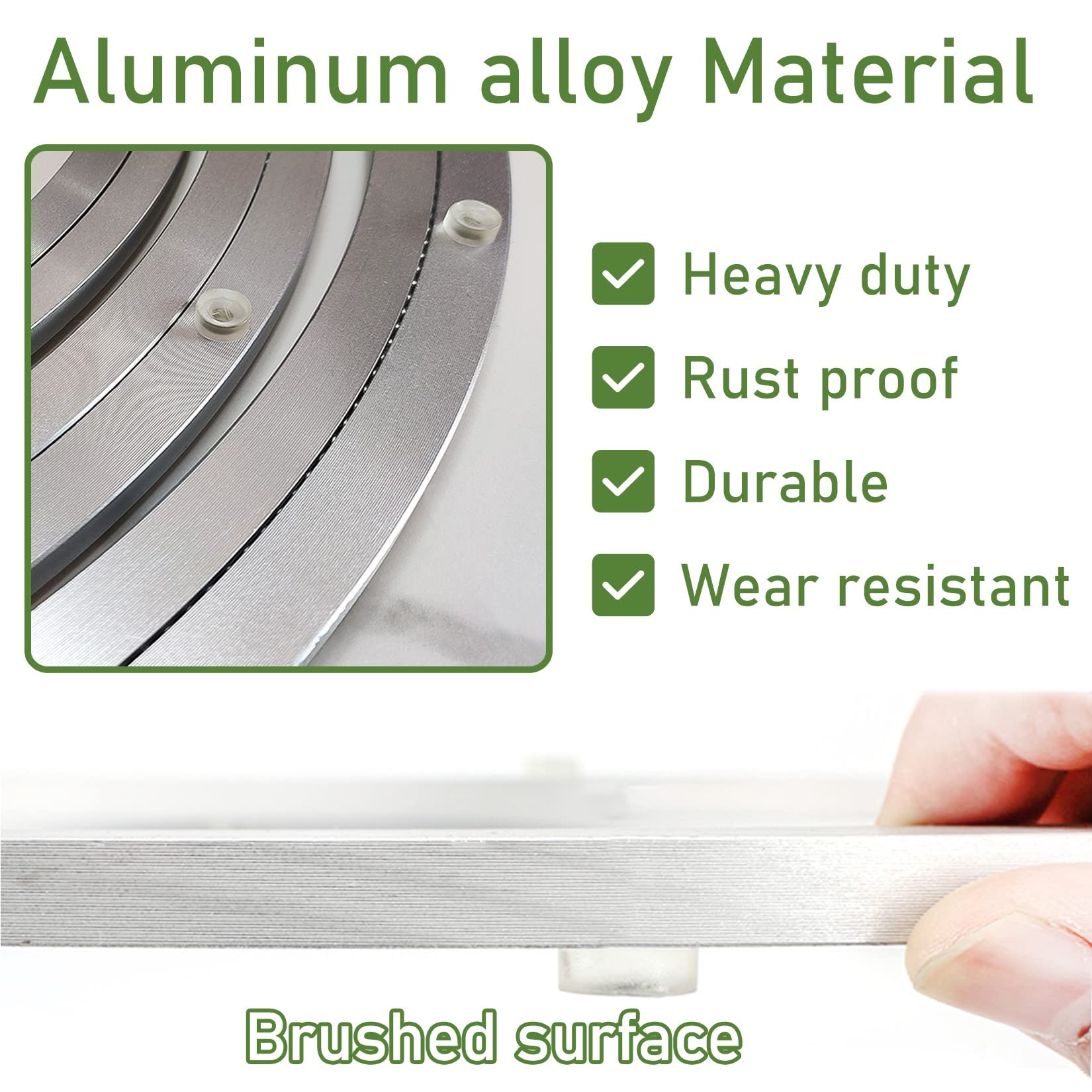 Cuscinetto for giradischi in lega di alluminio, cuscinetto a sfere for giradischi in lega di alluminio Base Lazy Susan, dimensioni multiple, argento(50 cm)
