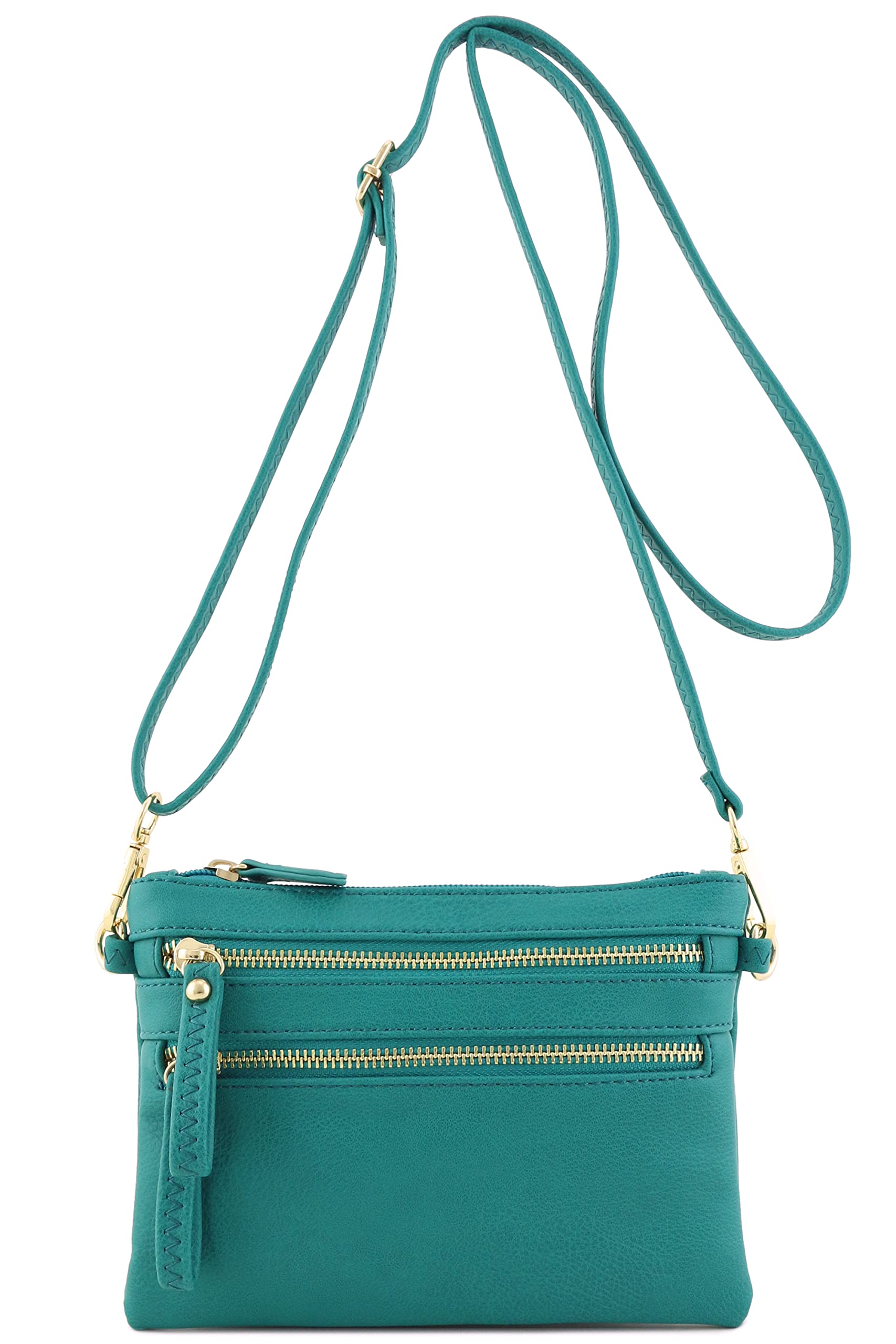 FashionPuzzleMulti Zipper Pocket Small Wristlet Crossbody Bag