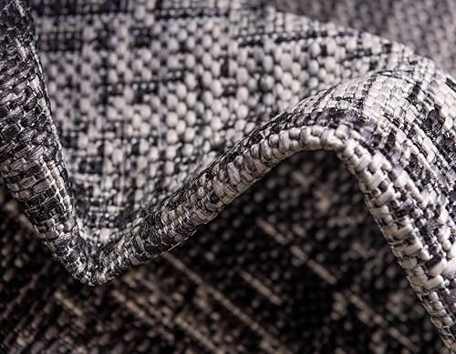 Miniatura 7 de Unique Loom colección Outdoor Modern - Tapete para exteriores en color degradado (7 pies 1 pulgada x 10 pies, rectangular, gris carbónmarfil)