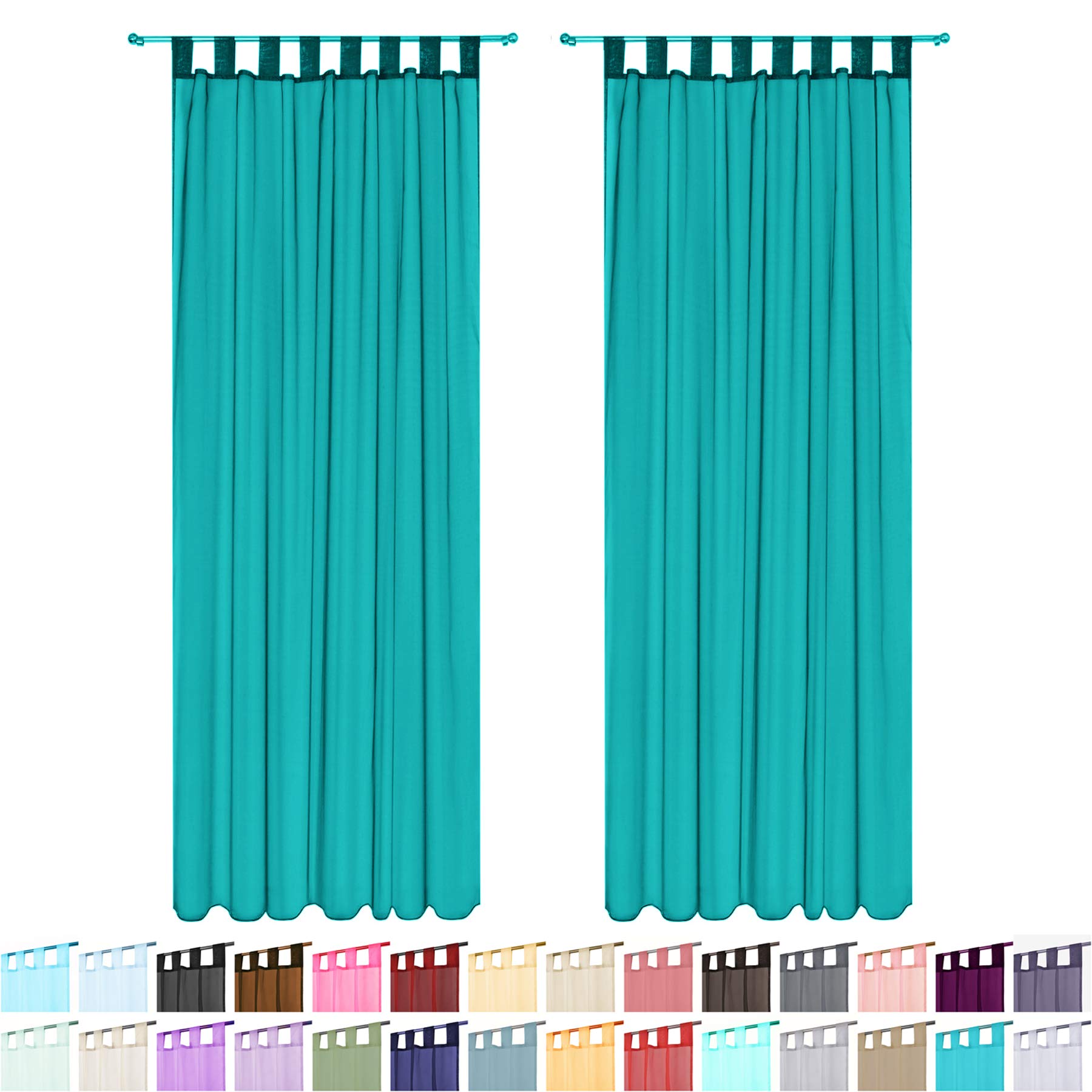 Megachest lucy Woven Voile Tab Top Curtain 2 Panels with ties (28 colors) (teal blue, 56" wideX72 drop(W142cmXH183cm))