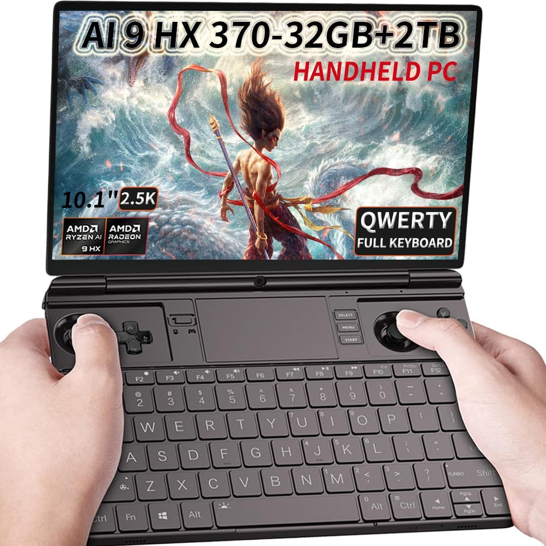 LANRUO GPD Win Max 2 Mini Handheld Win 11 PC [AMD AI 370-32GB+2TB] 10.1 Inches Video Game Console Laptop 2560X1600 Touchscreen Tablet PC