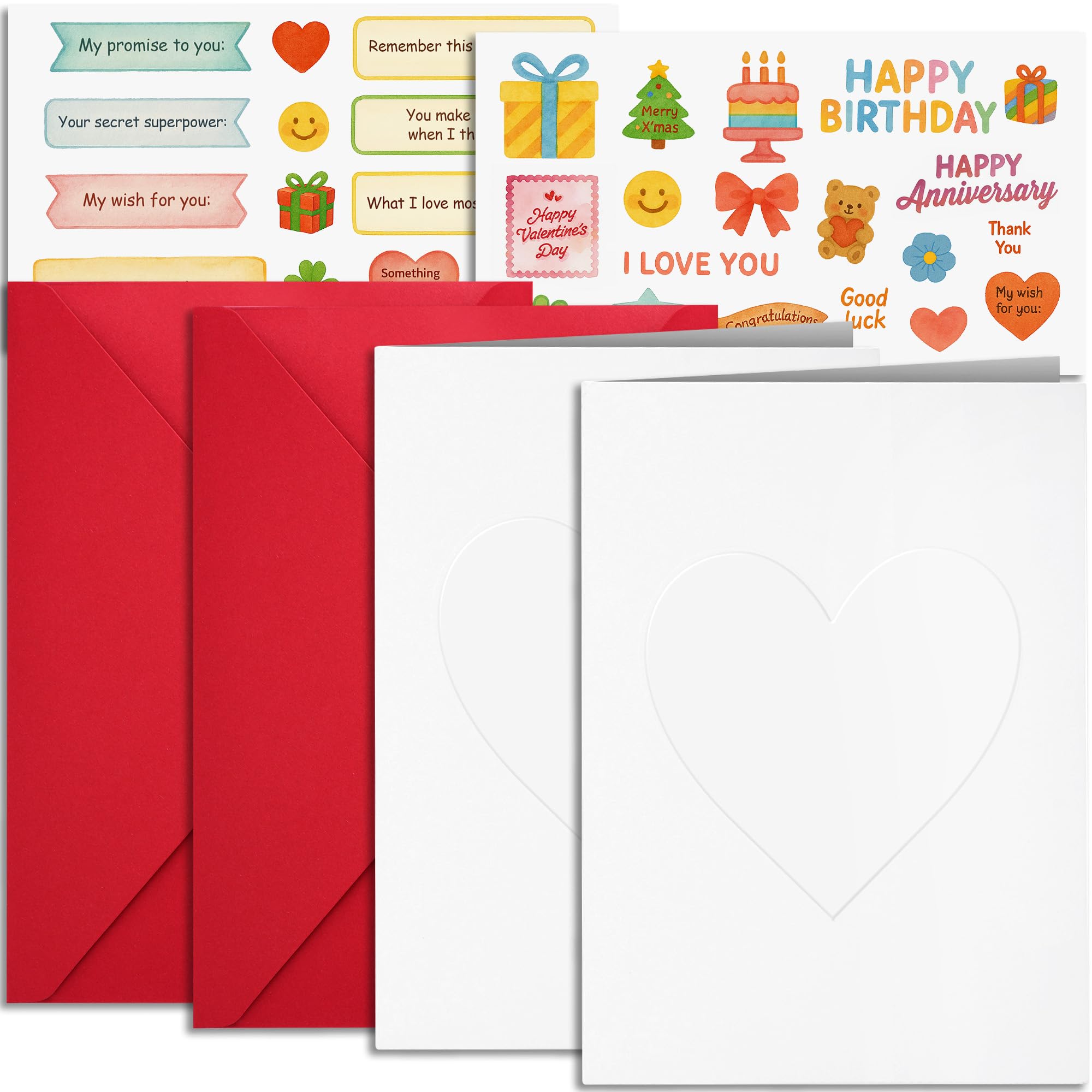 Recordable Greeting Card 2-Pack – Voice Recording Card with 60-Second Custom Message, 2 Cards, Envelopes & Sticker Sheets – Recordable Birthday Card & Voice Recording Gift for Valentine’s Day, Wedding
