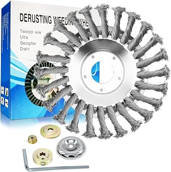 6 inch Unbreakable Wired Trimmer Blade, Steel Wire Brush Cutter Trimmer Head Rotary Replacement fit Gas String Trimmer, Clear Moss Grass Rust Sliver