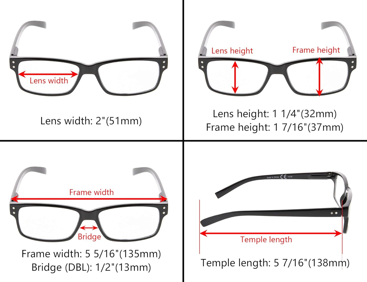 6-Pack Reading Glasses with Spring Hinges Readers for Man and Women Professional BlackTransparent
