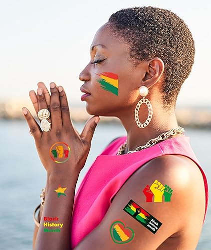 Miniatura 5 de 264 calcomanías temporales de tatuajes para niños del mes de la historia negra, suministros de fiesta del Día de la Libertad, suministros de fiesta