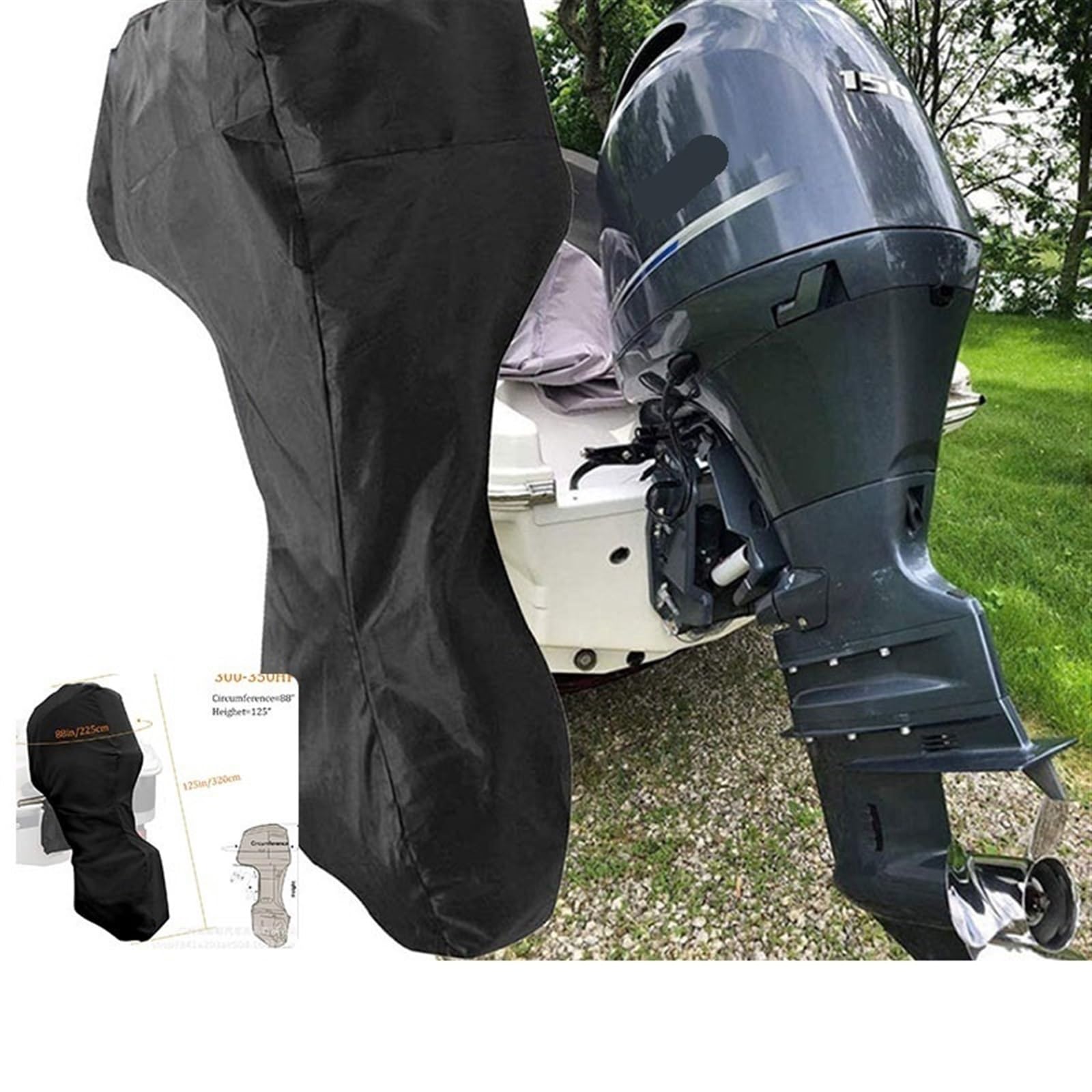 Copertura per Motore Fuoribordo Telo coprimotore impermeabile for barca, resistente ai raggi UV, allo sbiadimento, alle crepe, motori marini yacht, tela protettiva impieghi gravosi(6-15HP)