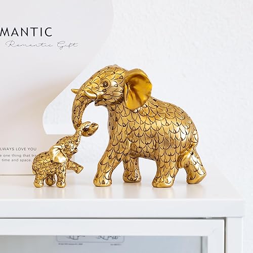 Miniatura 7 de Estatua de elefante dorado vintage. Figuras de elefante que inspiran buena suerte, salud. Regalos únicos de elefante para mujeres, mamás. Adornos de