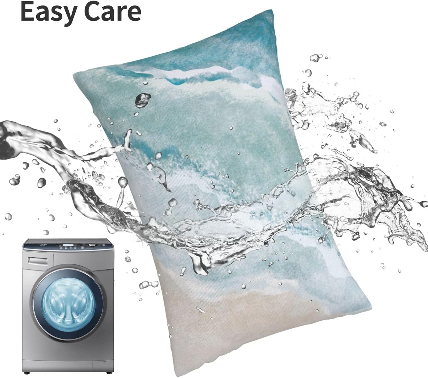 Beach Watercolor Blue Sea Ocean Throw Pillow Cover Pillow Covers 12X20 in Set of 2 Soft Pillow Cases Cushion Modern Farmhouse for Couch Sofa Living Room Bedroom Home Decor - Image 6