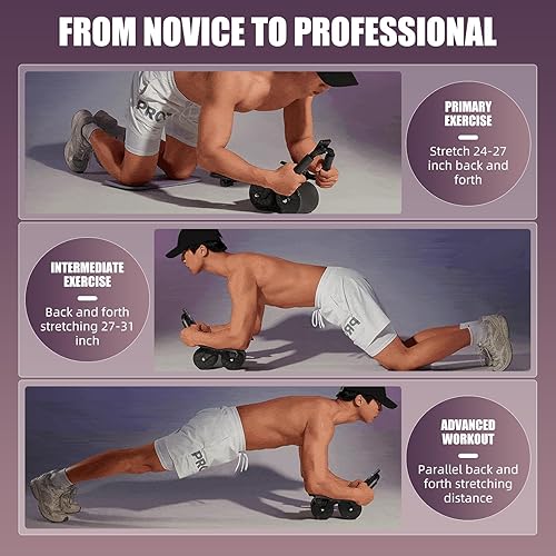 Miniatura 7 de Uota Rueda de rodillo abdominal con soporte para codo, rueda abdominal de rebote automático, rodillo abdominal para máquina de ejercicio abdominal,