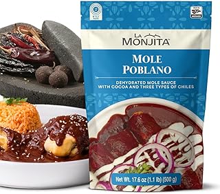 La Monjita Traditional Mexican Mole Poblano Sauce Powder Mix - Traditional Dry Sauce Blend with Chiles, Cacao, Tortilla & Sesame Seeds - Authentic Mexican Flavor for Chicken, Turkey, Tamales, and Enchiladas - Easy to Prepare and Richly Spiced - 35 Servings (500g / 17.6oz)
