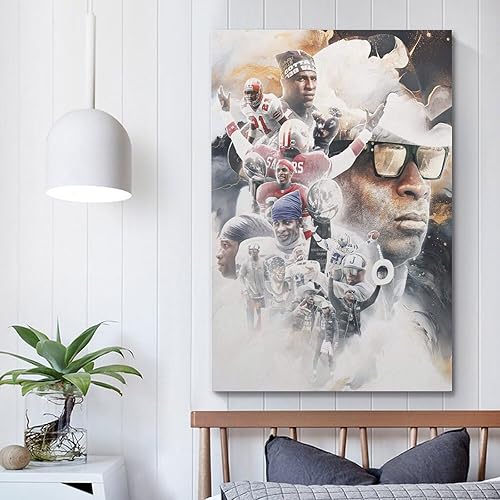 Miniatura 5 de KLuein Deion Sanders - Póster artístico, pintura en lienzo, arte de pared, decoración moderna, 24 x 36 pulgadas (23.6 x 35.4 in)