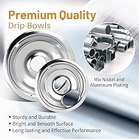 Vista 30 de W10196405 W10196406 - Sartenes de goteo para estufa eléctrica, compatibles con Whirlpool Electric Range-Thickening para evitar doblado, juego de 4