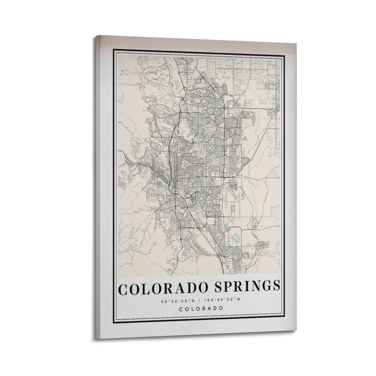xiaoxiaoshen Colorado Springs Map Canvas Poster Wall Art Prints Room Aesthetic Murals Bedroom And Living Decorations 24x36inch(60x90cm)