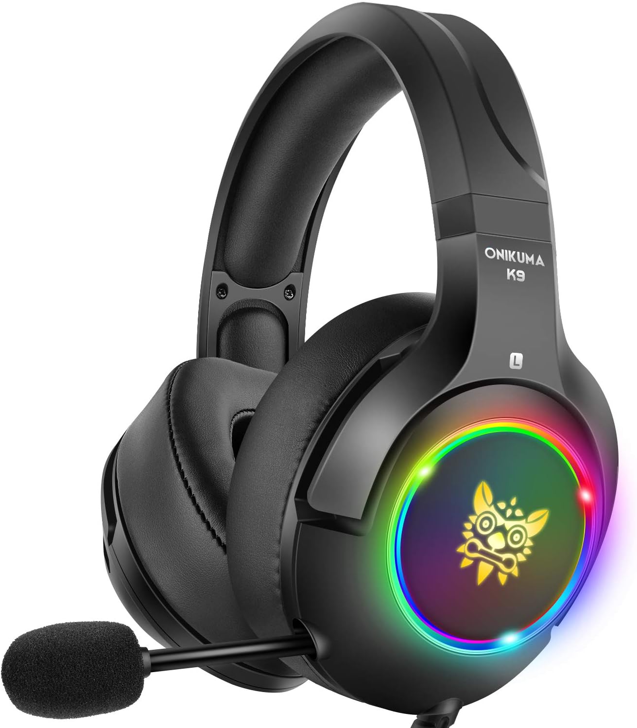 DIZA100 Stereo Gaming Headset PS4 Headset with 7 Colors Breathing LED Light, Xbox One Headset with 7.1 Surround Sound, Noise Cancelling Mic for PS4, Xbox One, PC Games