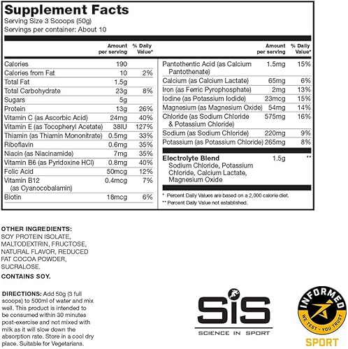 Miniatura 5 de SCIENCE IN SPORT REGO - Bebida de recuperación bebida proteica después del entrenamiento 081oz de carbohidratos con electrolitos y vitaminas aislado
