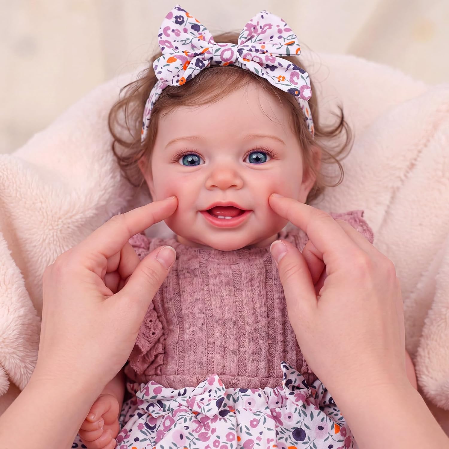 BABESIDE 20 Inch Reborn Baby Dolls, Curly Hair Realistic Baby Doll Girl image 2