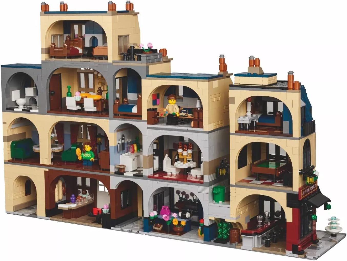 LEGO 910032 Parisian Street Building Kit - 3,532 Pieces - Haussmann-Style Facades, Detailed Interiors, 7 Minifigures, and 16 Stickers