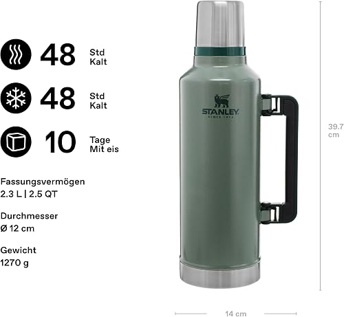 Stanley 1913 Classic Legendary Thermal Flask 2.3L - Hammertone Green - 3