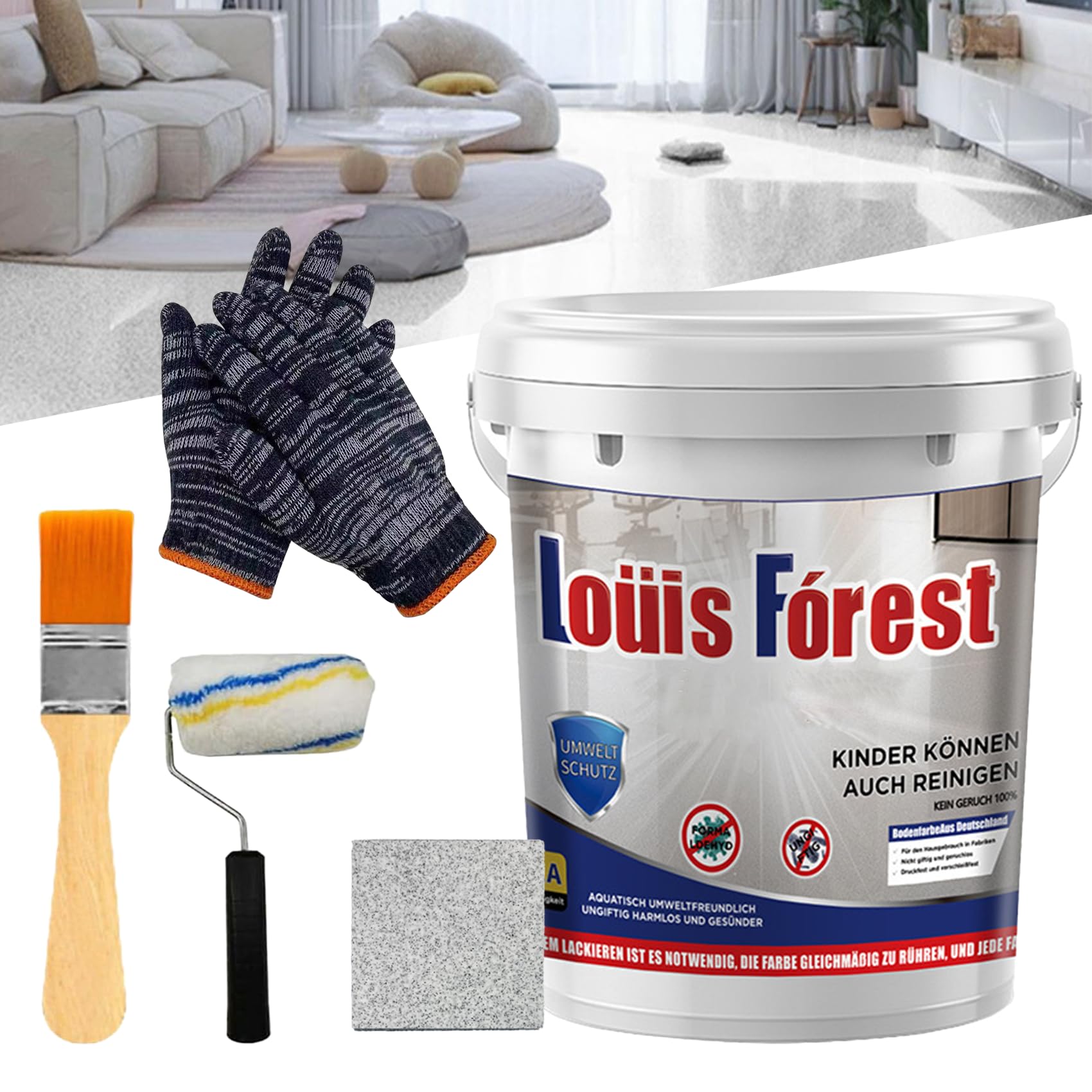 High-Gloss Marble Effect Epoxy Floor Coating, Louis Forest Epoxy Floor Paint, Waterproof Water-Based Epoxy Floor Paint, Non-Slip, No Pungent Smell (0.5KG-03#)