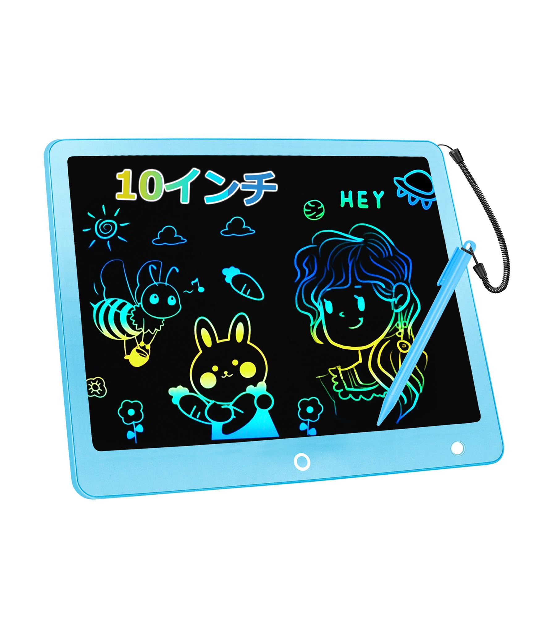 電子メモパッド 10インチ なカラフルな落書きドローイングパッド お絵描きボード デジタルメモ 高輝度 書いて消せるボードお絵かきボード 筆談ボード 電池交換可能 LCD電子メモ帳 手書きパッド 伝言ボード 家族の掲示板/ビジネスのメモ/仕事のプラン/子供のお絵かき (ブルー)