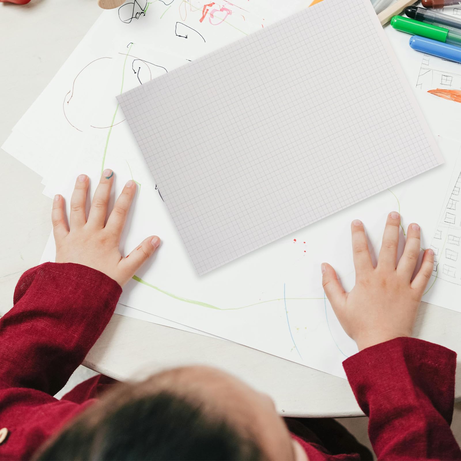 Bloc de Papier Millimétré Épais 40 Feuilles Grand Format pour Dessin et Écriture Scolaire