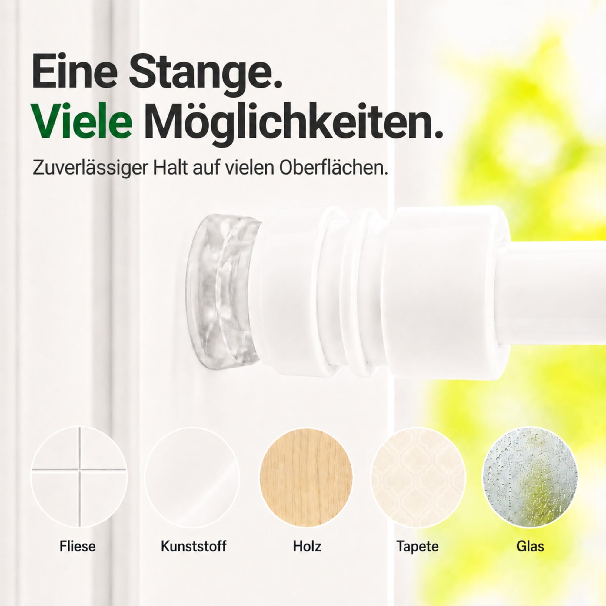 Klemmstange ohne Bohren 2er-Pack stufenlos ausziehbar 100–140cm Weiß Ø14mm | Gardinenstange zum Klemmen, kein Kleben, Gummipuffer, für Scheiben- & Bistrogardinen, perfekt für Mietwohnungen & Küche