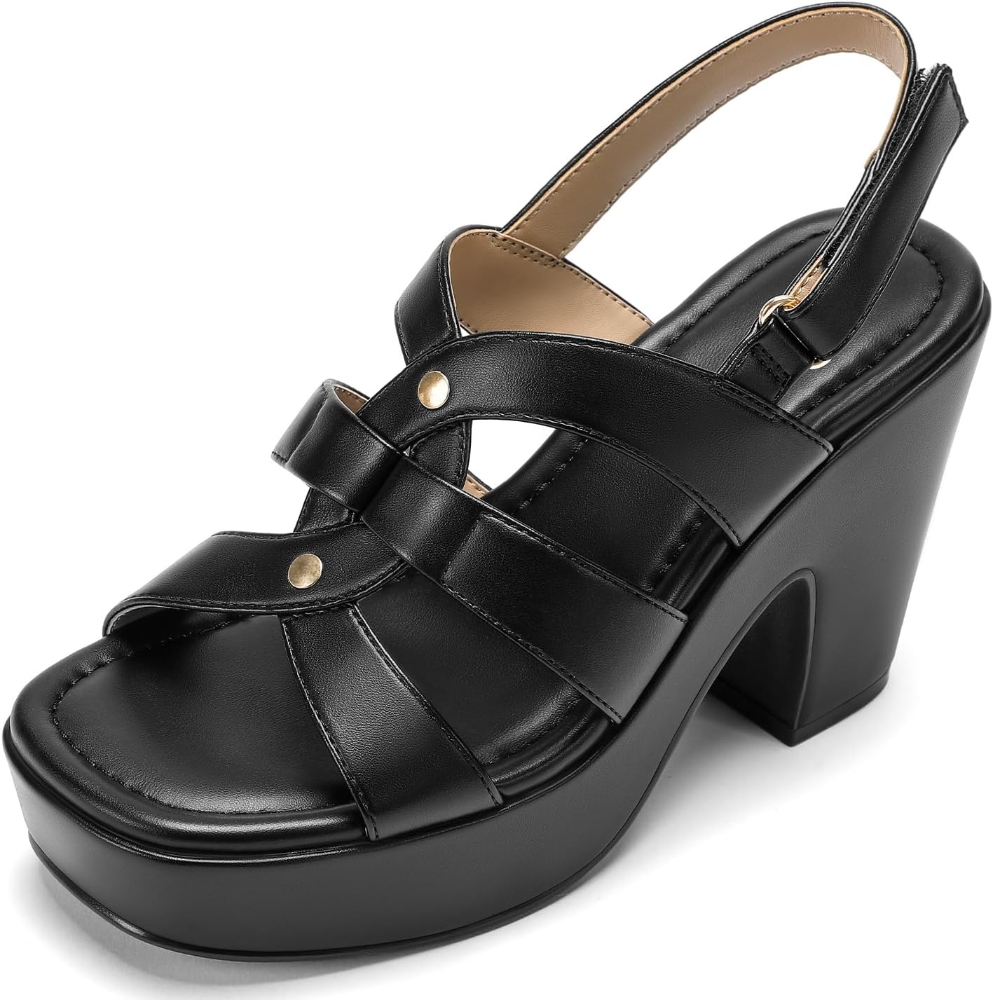 Platform Heels for Women Chunky High Heel Sandals with Ankle Strap Comfortable Peep Toe Wedge Dress Shoes for Wedding Evening Party