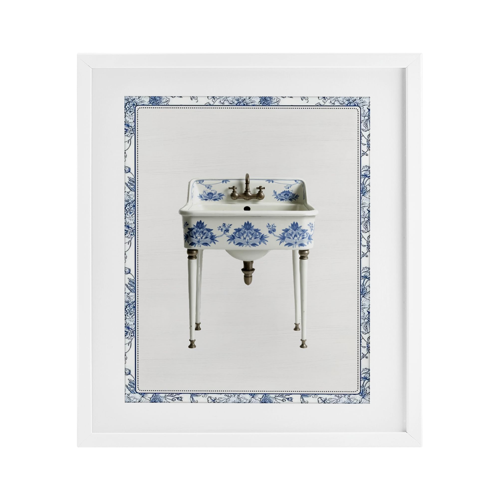 'Vintage Chinoiserie Sink'| Framed Print Under Glass