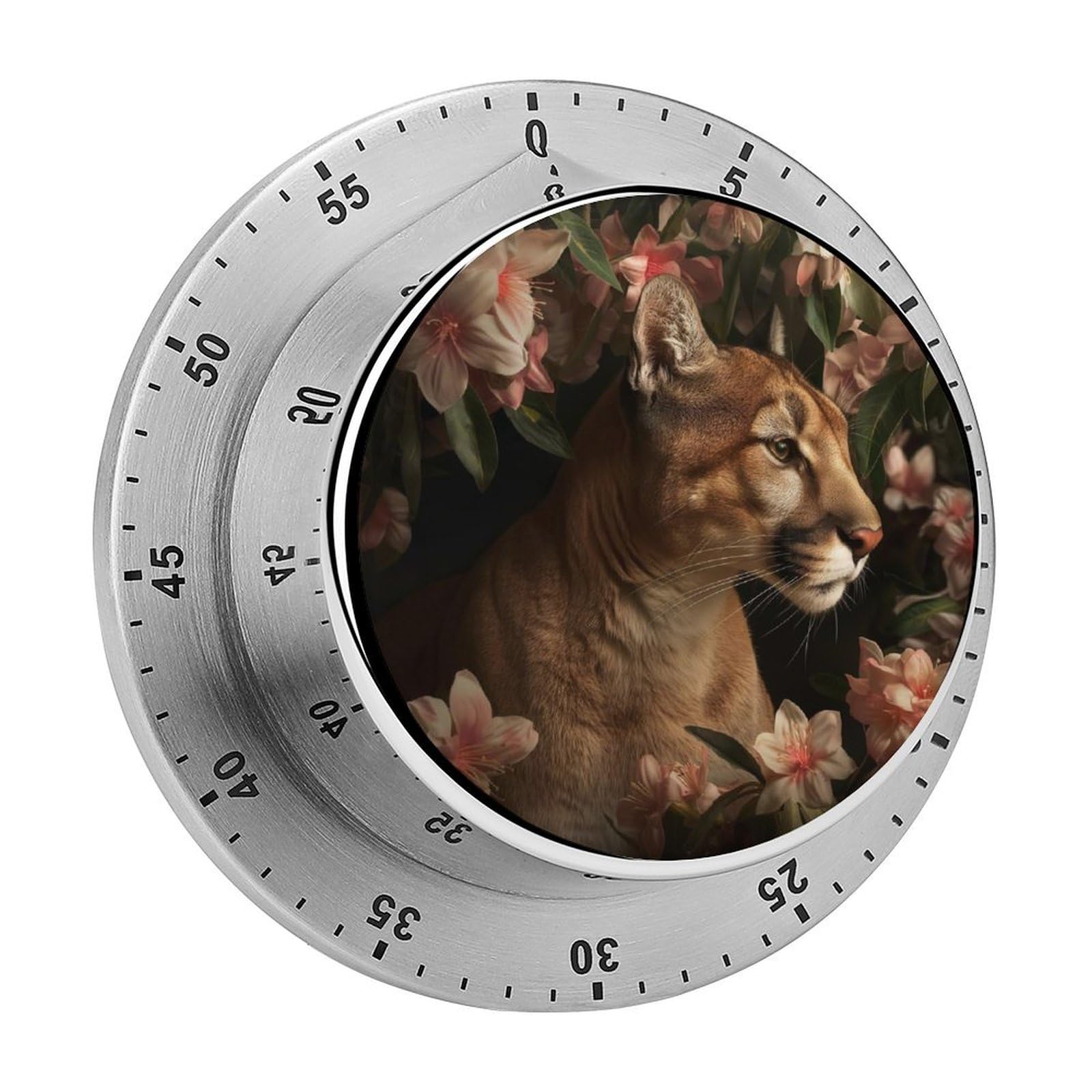 Cheetah Flowers Kitchen Timer Magnetic Countdown Countup Timer for Cooking Baking 8x8cm