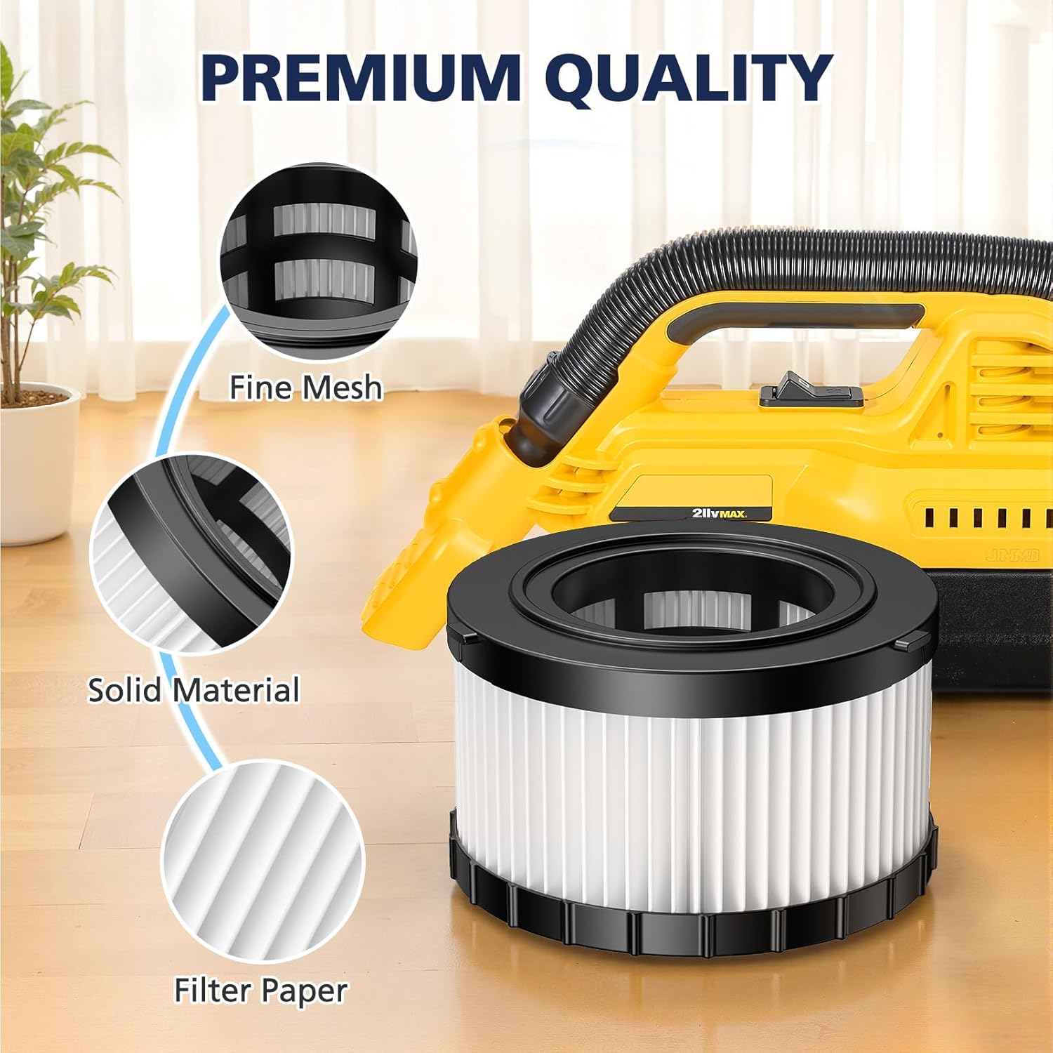 DC5151H Filter Replacement for DEWALT DC515 DCV517, Washable Vacuum Filter, Compatible with DeWalt Wet Dry Vac, 2 Pack