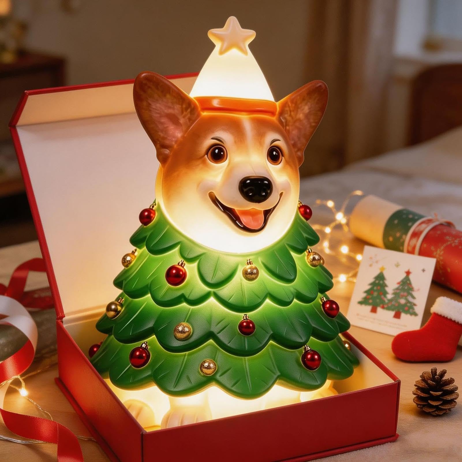 Statua di cane Decorazioni per le feste, a batteria, con tema festivo e