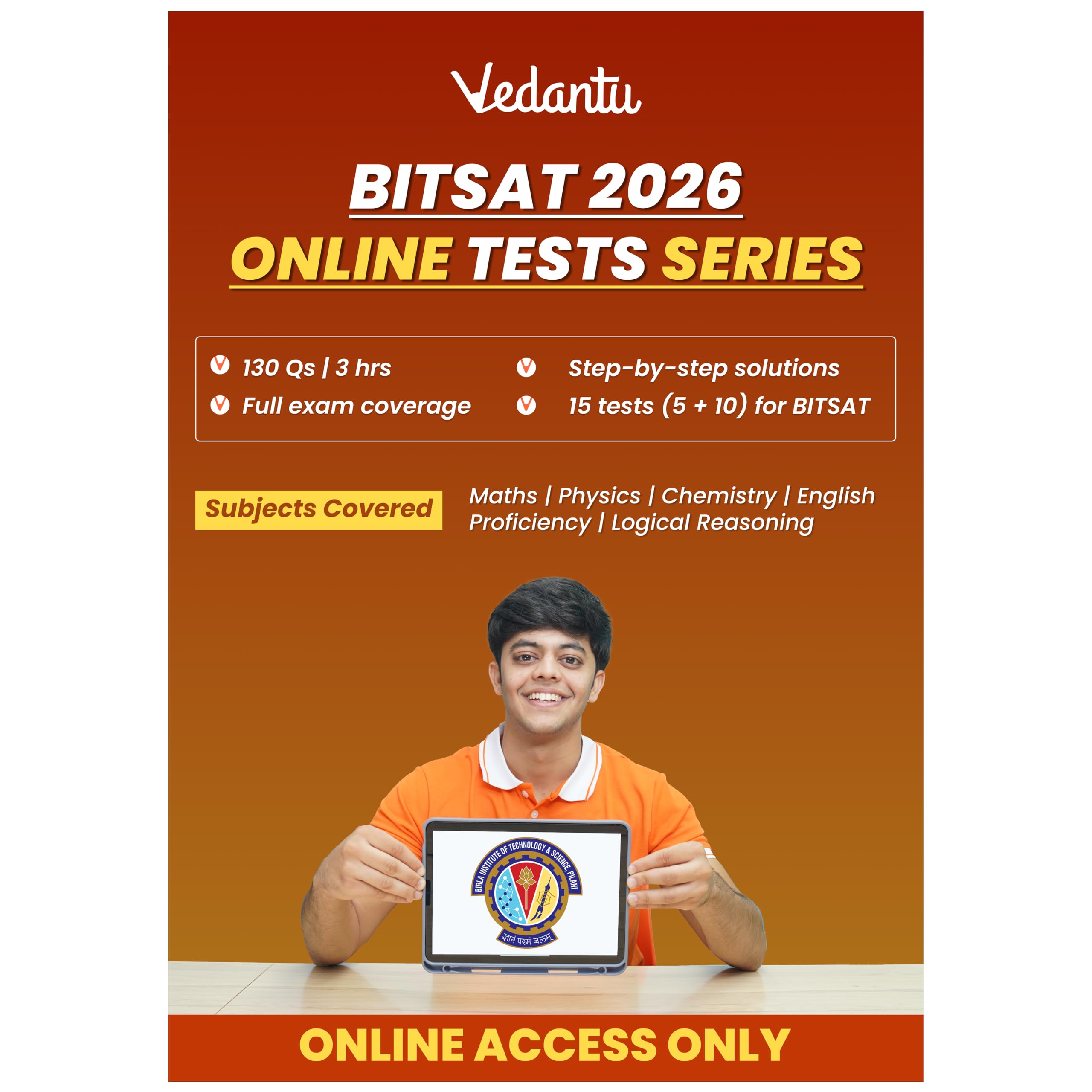 Vedantu BITSAT 2026 Online Test Series | 15 Mock Tests (5 Sectional + 10 Full-Length) | 130 Questions | 3 Hours Pattern | Physics, Chemistry, Maths, English Proficiency & Logical Reasoning | Step-by-Step Solutions | Complete BITSAT Preparation (Online Access Only)-image-30