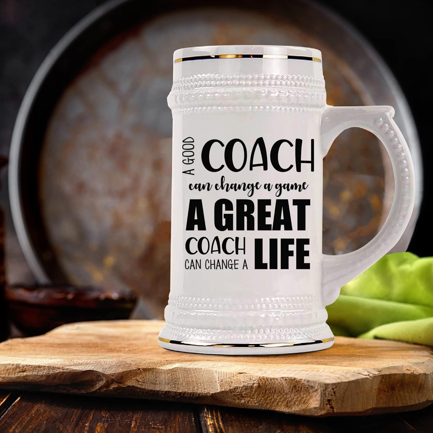 Coach Beer Mug for Men or Women A Good Coach Can Change a Game Motivational Inspirational 22oz Beer Stein for Swim Soccer Basketball Sport Coaching