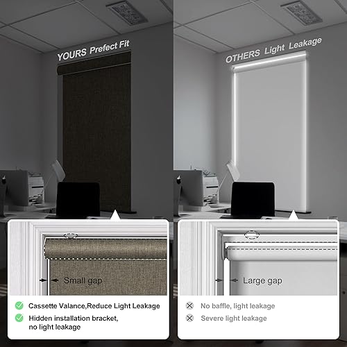 Miniatura 4 de Boolegon Blackout Roller Shades for Windows,Cordless,Linen Fabric,Roller Blinds,Thermal Insulated Fabric UV Protection,Window Shades for